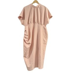 NWT! ASOS Maternity Women's Pastel Pink Midi Sheath Dress‎ Size 12 Ruched